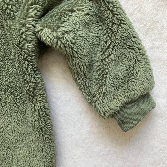 Pekkle Dinosaur Baby Sweatshirt 9M | Olive Green Fuzzy Pullover VGUC - Picture 13 of 16
